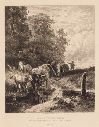 Le troupeau de retour, vers 1885 - Peter Moran