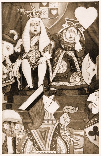 Le roi et la reine de cœur étaient assis sur leur trône, illustration pour Les aventures d