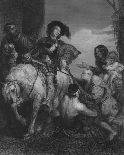 Saint Martin partageant son manteau (gravure) - Peter Paul (after) Rubens