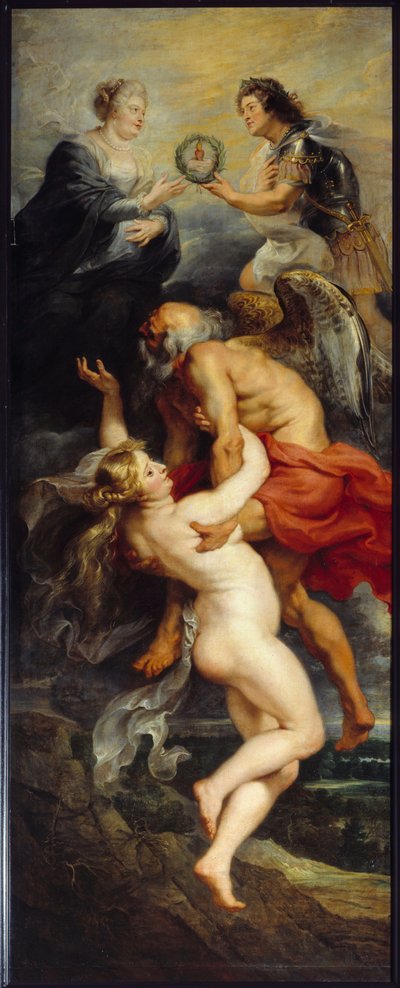 Cycle de Médicis : Le Triomphe de la Vérité Roi Louis XIII et Reine Marie de Médicis représentés au sommet des allégories du Temps et de la Vérité - Peter Paul Rubens