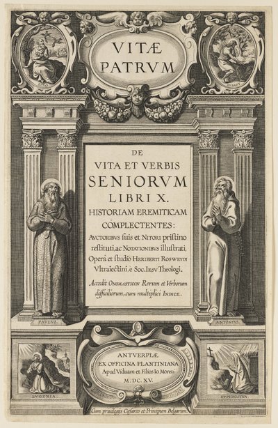 Frontispice pour "Vies des Pères" par Heribert Rosweyde, gravé par Theodor Galle - Peter Paul Rubens