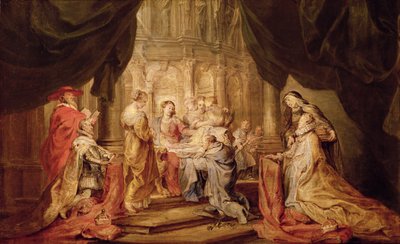Marie donnant à Ildefonso, archevêque de Tolède, le vêtement, avec l