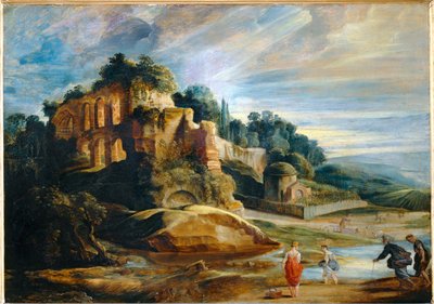 Paysage avec les ruines du mont Palatin à Rome (painting on wood) - Peter Paul Rubens