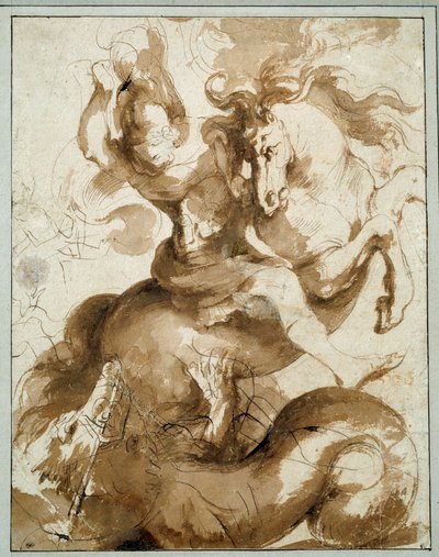 Saint Georges tuant le dragon Dessin de Pierre Paul Rubens - Peter Paul Rubens