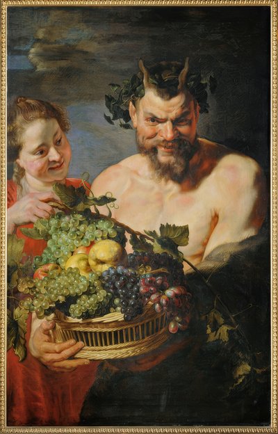 Satyre et fille avec panier de fruits - Peter Paul Rubens