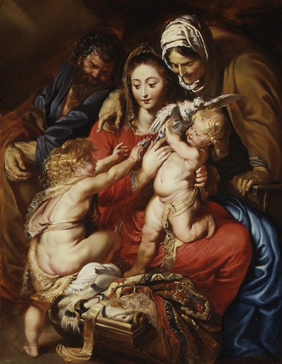 La Sainte Famille avec Sainte Élisabeth, Saint Jean et une colombe - Peter Paul Rubens