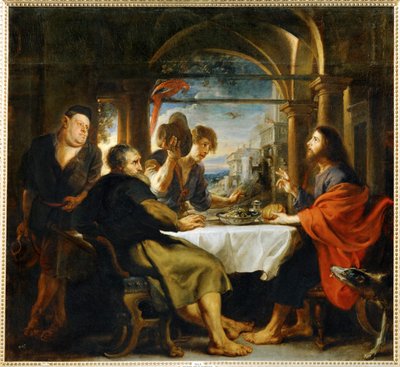 Le dîner à Emmaüs (peinture sur toile) - Peter Paul Rubens