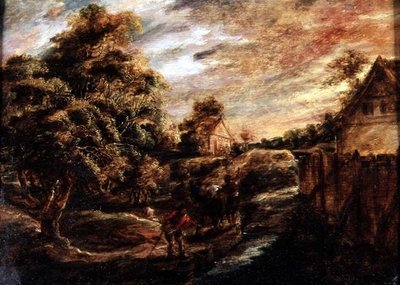 Paysage boisé au coucher du soleil - Peter Paul Rubens