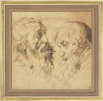 Deux têtes barbus de profil à droite et à gauche - Peter Paul Rubens