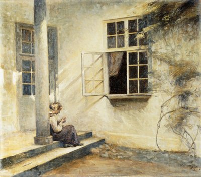 Une fille assise sur un porche, Liselund - Peter Vilhelm Ilsted