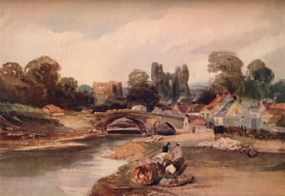 Un village sur une rivière, avec pont et ruines, vers 1824 - Peter de Wint