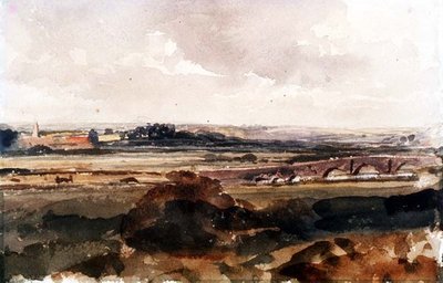 Paysage étendu avec un pont en pierre - Peter de Wint