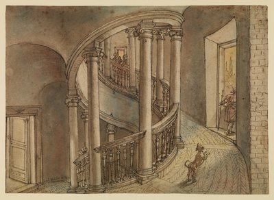 Escalier du Belvédère, de la Scala di Chiocciola de Bramante, dans la Cour de San Damaso, Vatican - Peter van Lint