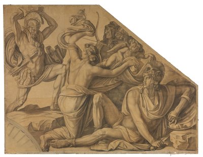 Aphrodite schützt Paris vor Menelaos. Karton zu den Deckenbildern der Münchner Glyptothek - Peter von Cornelius