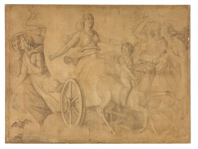 Der Abend (Der Wagen der Artemis). Karton zu den Deckenbildern der Münchner Glyptothek - Peter von Cornelius