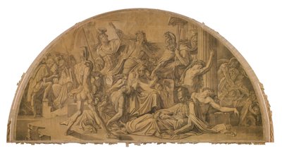 Der Untergang Trojas, Bogenfeld. Karton zu den Deckenbildern der Münchner Glyptothek - Peter von Cornelius
