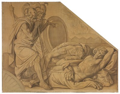 Nestor und Agamemnon wecken Diomedes. Karton zu den Deckenbildern der Münchner Glyptothek - Peter von Cornelius