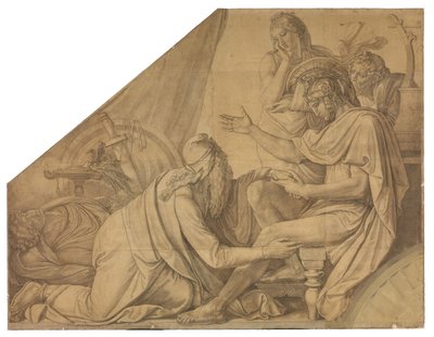 Priamos bittet Achill um den Leichnam seines Sohnes Hektor. Karton zu den Deckenbildern der Münchner Glyptothek - Peter von Cornelius