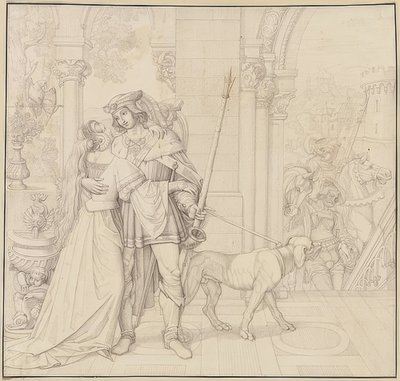Sept dessins pour les Nibelungen : 4. Siegfried prêt pour la chasse - Peter von Cornelius
