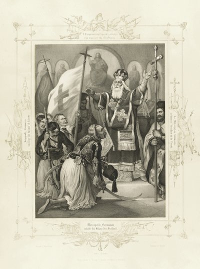 Le métropolite Germanos levant la bannière de la liberté de l