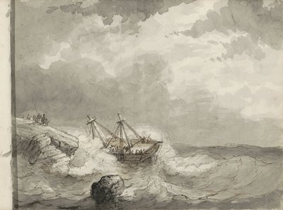 Naufrage sur une côte rocheuse - Petrus Johannes Schotel (circle of)