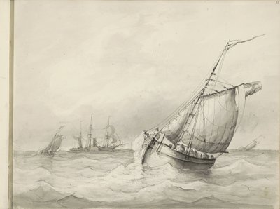 Voiliers en mer - Petrus Johannes Schotel (circle of)