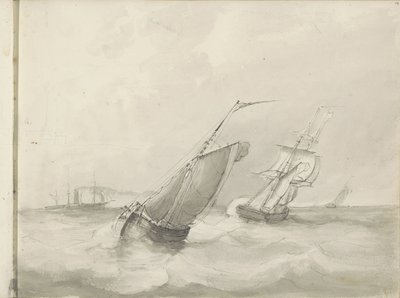 Voiliers en mer - Petrus Johannes Schotel (circle of)