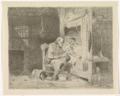 Vieil homme lisant à sa femme - Petrus Marius Molijn