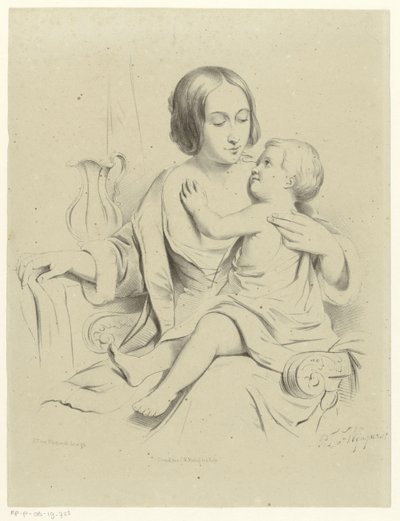 Mère avec enfant sur les genoux - Petrus Theodorus van Wijngaerdt