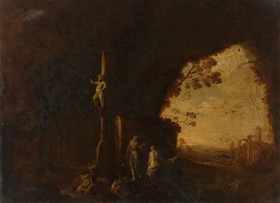 Nymphes dans une grotte avec des ruines antiques - Petrus van Hattich