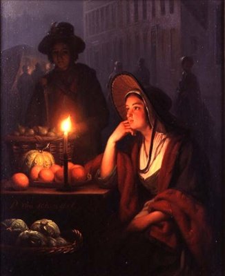 Étal de marché la nuit - Petrus van Schendel