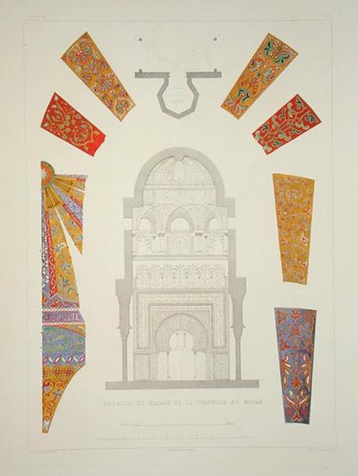 Détails et façade de la chapelle de Mirah, de 
