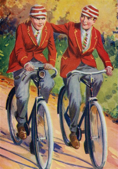 Garçons en uniforme scolaire, faisant du vélo - Philibert Louis Debucourt