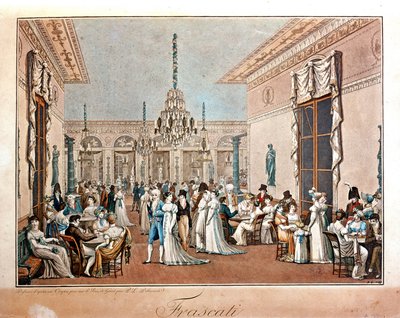 Café Frascati par Debucourt, début du 19ème siècle - Philibert Louis Debucourt