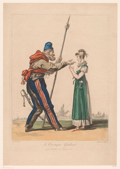 Fille avec un cosaque (Collection de costumes dessinés d