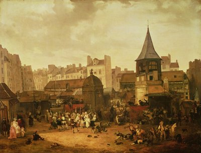 Réjouissances aux Halles pour célébrer la naissance du dauphin Louis de France (1781-89) 21 janvier 1781, 1783 - Philibert Louis Debucourt