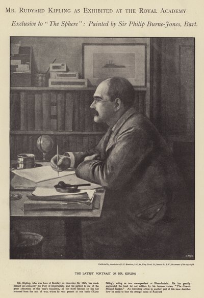 Portrait de Rudyard Kipling exposé à la Royal Academy - Philip (after) Burne Jones