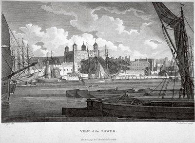 Vue de la Tour de Londres avec des bateaux sur la Tamise - Philip Audinet
