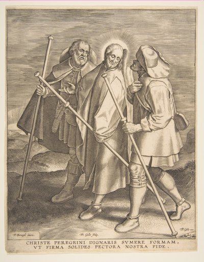 Christ et les disciples en route pour Emmaüs - Philip Galle