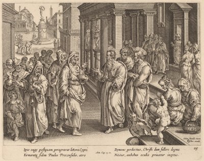 Saint Paul dispute le sorcier - Philip Galle after Jan van der Straet