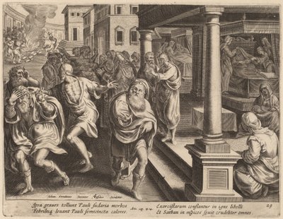 Saint Paul chassant les esprits maléfiques - Philip Galle after Jan van der Straet