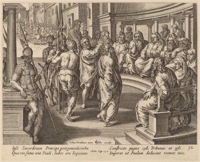 Saint Paul devant le grand prêtre - Philip Galle after Jan van der Straet