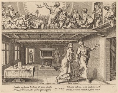 Et ils furent tous remplis du Saint-Esprit - Philip Galle after Maerten van Heemskerck
