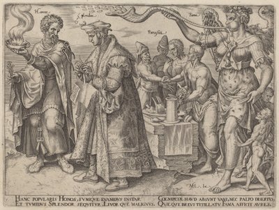 Honneur, splendeur, parasites, renommée - Philip Galle, after Maerten van Heemskerck