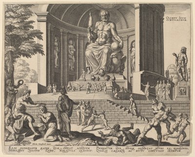 Olympy Iovis Simulacrum (La statue de Jupiter à Olympie) - Philip Galle, after Maerten van Heemskerck