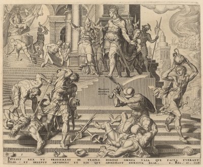 La destruction du temple de Baal et le massacre de ses prêtres - Philip Galle, after Maerten van Heemskerck