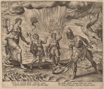 Le Seigneur dotant le travailleur diligent de nourriture et de vêtements - Philip Galle after Maerten van Heemskerck