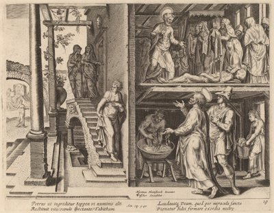 La résurrection de Tabitha - Philip Galle after Maerten van Heemskerck