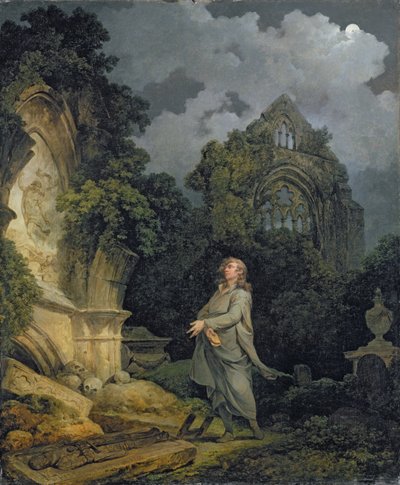 Visiteur dans un cimetière au clair de lune - Philip James de Loutherbourg