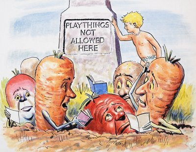 Légumes anthropomorphes, illustration de "The Water Babies" de Charles Kingsley (gouache sur papier) - Philip Mendoza
